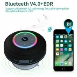 Altavoz De Ducha Bluetooth, Radio De Ducha Bluetooth IPX7 Con Radio FM Totalmente Resistente Al Agua, Altavoz Manos Libres, Potente Ventosa Para Golf, Playa, Ducha Y Hogar -Hogar Baño Tienda 100351152 3