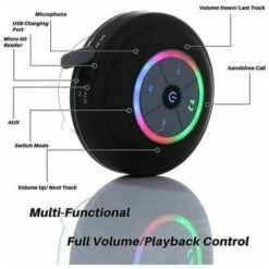 Altavoz De Ducha Bluetooth, Radio De Ducha Bluetooth IPX7 Con Radio FM Totalmente Resistente Al Agua, Altavoz Manos Libres, Potente Ventosa Para Golf, Playa, Ducha Y Hogar -Hogar Baño Tienda 100351152 5