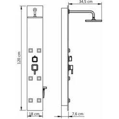 Panel De Ducha De Vidrio 18x42,1x120 Cm Negro VidaXL -Hogar Baño Tienda 10087280 3