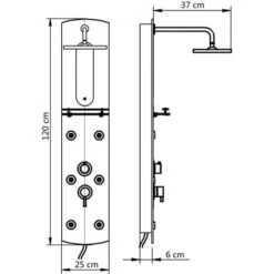 Panel De Ducha Plateado 25x43x120 Cm VidaXL 9 Panel De Ducha Plateado 25x43x120 Cm VidaXL -Hogar Baño Tienda 10087283 3