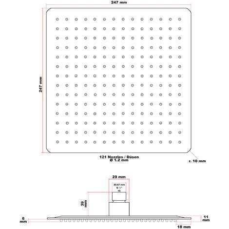 Cabezal Ducha Cuadrado 25x25cm Baño Grifo Ducha Efecto Lluvia Acero Inoxidable Elegante Espejo 6 Cabezal Ducha Cuadrado 25x25cm Baño Grifo Ducha Efecto Lluvia Acero Inoxidable Elegante Espejo - Imagen 4