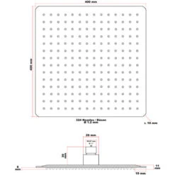 Cabezal Ducha Cuadrado 40x40cm Baño Grifo Ducha Efecto Lluvia Acero Inoxidable Elegante Espejo -Hogar Baño Tienda 10115045 4