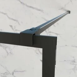 GME Mampara Screen Black Chess, Cristales Fijos 8 Mm Con Anti Cal Medida Cristal Fijo: Cristal Black Chess De 67-69,5 Cm + Brazo Sujecion -Hogar Baño Tienda 10175451 2