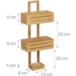 Relaxdays Estantería De Ducha Inoxidable Con 3 Niveles, Bambú, Beige, 65 X 28 X 15,5 Cm -Hogar Baño Tienda 10736385 5