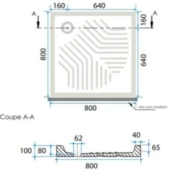 PLATO DE DUCHA CERÁMICO ANTIDESLIZANTE CUADRADO DE 80X80 CM -Hogar Baño Tienda 11996048 2