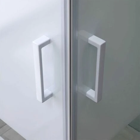 CABINA DE DUCHA CUADRADA DE VIDRIO 80X80 CON SERIGRAFÍA Y PERFILES BLANCOS 6 CABINA DE DUCHA CUADRADA DE VIDRIO 80X80 CON SERIGRAFÍA Y PERFILES BLANCOS - Imagen 4