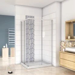 Mampara De Ducha Angular Puerta Corredera Cristal 5 MM Perfilería Gris Mate 70x70cm