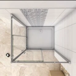 Mampara De Ducha Angular Puerta Corredera Cristal 5 MM Perfilería Gris Mate 70x70cm -Hogar Baño Tienda 12300541 4