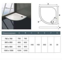 Plato De Ducha Extraplano Semicircular Antideslizante Capa Gelcoat Blanco AICA 80x80cm -Hogar Baño Tienda 12300576 2
