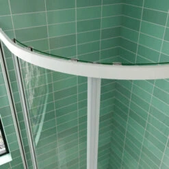 Mampara Semicircular De Ducha Puerta Corredera Gris Mate Vidrio Templado 5 Mm 80x80x185cm -Hogar Baño Tienda 12300718 3