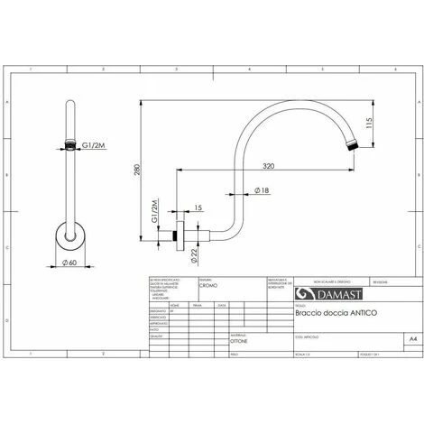 Brazo De Ducha 320mm Damast 12613 Cromo 4 Brazo De Ducha 320mm Damast 12613 Cromo - Imagen 2