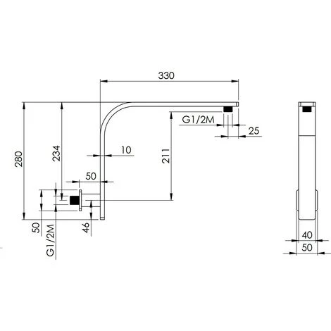 Brazo De Ducha De Latón Cuadrado Voladizo Damast Lybra Q 12616 Cromo 4 Brazo De Ducha De Latón Cuadrado Voladizo Damast Lybra Q 12616 Cromo - Imagen 2
