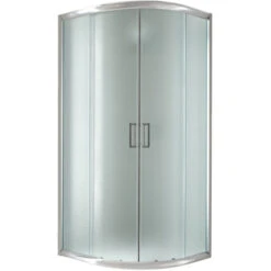 Mampara De Ducha Semicircular Deslizante Vidrio Impreso H 198 Mod. Alabama 80x80 Cm