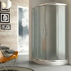 Mampara De Ducha Semicircular Deslizante Vidrio Impreso H 198 Mod. Alabama 80x80 Cm -Hogar Baño Tienda 13179917 4