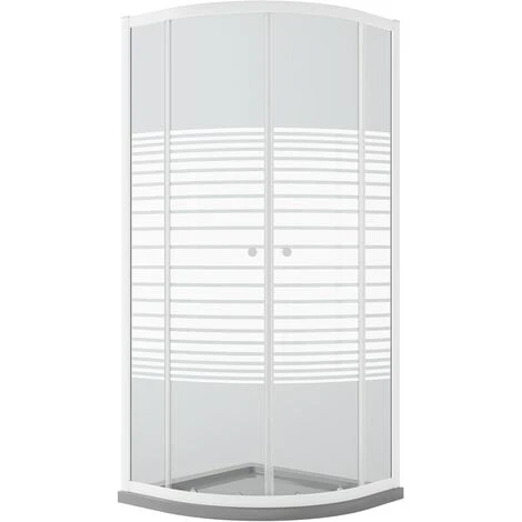 Mampara De Ducha Blanco Vidrio Serigrafiado H 185 Mod. Blanc Semicircular 90x90 Cm 4 Mampara De Ducha Blanco Vidrio Serigrafiado H 185 Mod. Blanc Semicircular 90x90 Cm - Imagen 2