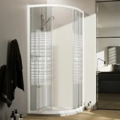 Mampara De Ducha Blanco Vidrio Serigrafiado H 185 Mod. Blanc Semicircular 90x90 Cm 9 Mampara De Ducha Blanco Vidrio Serigrafiado H 185 Mod. Blanc Semicircular 90x90 Cm -Hogar Baño Tienda 14333090 3