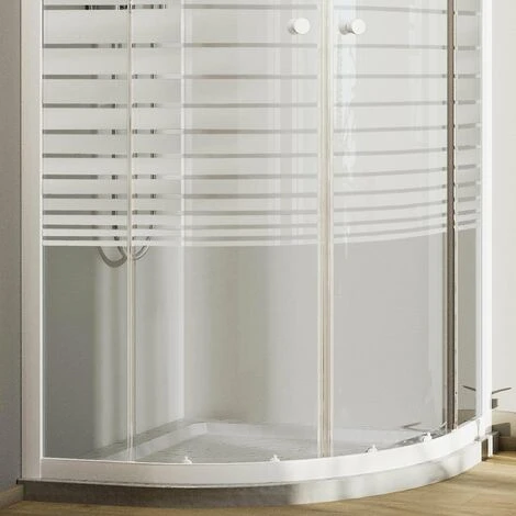 Mampara De Ducha Blanco Vidrio Serigrafiado H 185 Mod. Blanc Semicircular 90x90 Cm 6 Mampara De Ducha Blanco Vidrio Serigrafiado H 185 Mod. Blanc Semicircular 90x90 Cm - Imagen 4