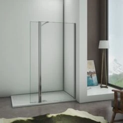 Pantalla Fija Walk In Cristal 8mm Antical Barra 90cm Con Panel Giratorio 70+30x200cm