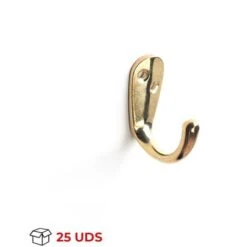 Colgador De Pared | Estilo Funcional | Fabricado En Zamak | Acabado En Latonado - Bicromatado | Gran Capacidad De Carga | Medidas 18*39*44 Mm | Sistema De Fijación Atornillado | 25 Unidades