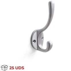 Colgador De Pared Estilo Funcional Fabricado En Zamak Acabado En Cromo Mate Líquido Gran Capacidad De Carga Medidas 3010645 Mm Sistema De Fijación Atornillado 25 Unidades