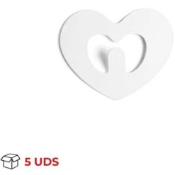 Colgador De Pared | Estilo Decorativo | Fabricado En Hierro | Acabado En Blanco Mate | Gran Capacidad De Carga | Medidas 123*16*98 Mm | Sistema De Fijación Adhesivo | 5 Unidades