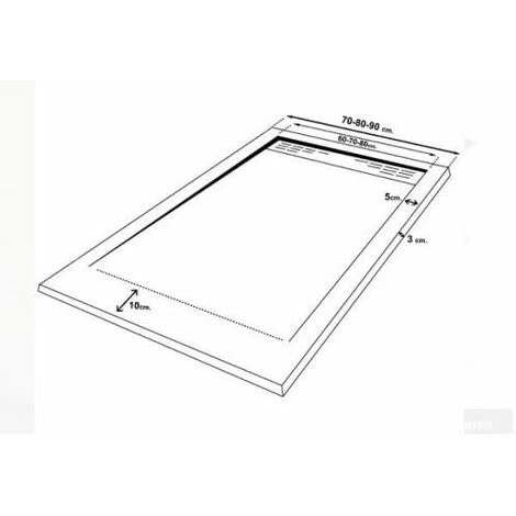 PLATO DE DUCHA DE RESINA CON MARCOS LATERALES TEXTURA PIZARRA BLANCO, VÁLVULA INCLUIDA 70X160 Ral 9003 4 PLATO DE DUCHA DE RESINA CON MARCOS LATERALES TEXTURA PIZARRA BLANCO, VÁLVULA INCLUIDA 70X160 Ral 9003 - Imagen 2