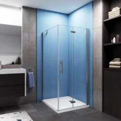 Mamparas Angular Plegable + Panel Fijo 6mm Antical 100x90x185cm + Plato De Ducha