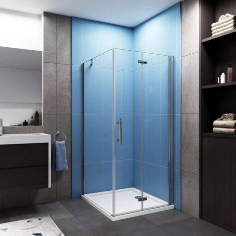 Mamparas Angular Plegable + Panel Fijo 6mm Antical 100x90x185cm + Plato De Ducha 3 Mamparas Angular Plegable + Panel Fijo 6mm Antical 100x90x185cm + Plato De Ducha