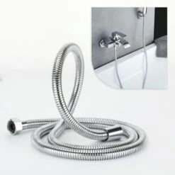Manguera De Ducha 1,5M, Flexible Manguera Universal Ducha Antiexplosión De Acero Inoxidable Con Conector De Latón Macizo, Cromo -Hogar Baño Tienda 16926684 4