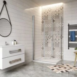 Mampara De Ducha Angular Apertura De Puerta Plegable 6mm Antical 70x70x195cm -Hogar Baño Tienda 17309571 3