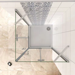 Mamparas De Ducha Cristal 6mm Puerta Abatible De Baño 80x100x190cm -Hogar Baño Tienda 17309825 4