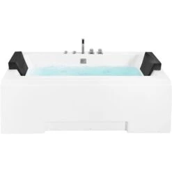 Bañera De Hidromasaje De Acrílico Sanitario Blanco Y Vidrio Rectangular Doble 157 X 85 Cm Con Reposacabezas Diseño Moderno Galley