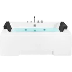 Bañera De Hidromasaje De Acrílico Sanitario Blanco Y Vidrio Rectangular Doble 157 X 85 Cm Con Reposacabezas Diseño Moderno Galley -Hogar Baño Tienda 17576246 4