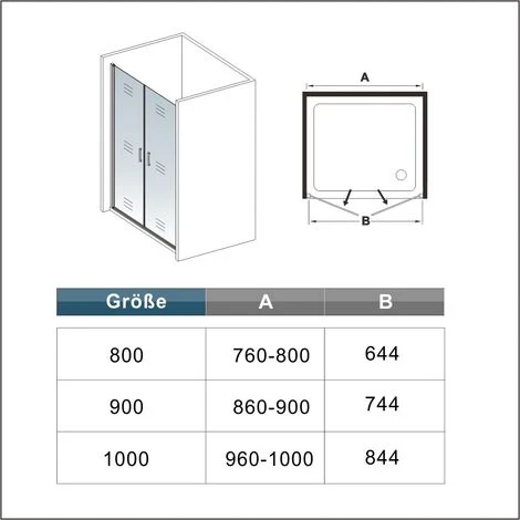 Mampara De Ducha De 80x200cm,dos Puertas Giratorias, Perfiles Negros Mate,vidrio De Seguridad, Antical,transparente De 8mm 7 Mampara De Ducha De 80x200cm,dos Puertas Giratorias, Perfiles Negros Mate,vidrio De Seguridad, Antical,transparente De 8mm - Imagen 5
