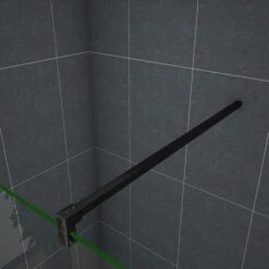 Mamparas De Ducha Pantalla Panel Fijo Perfil Negro Mate Cristal Antical 8mm Barra 140cm - 60x200cm -Hogar Baño Tienda 18931068 3