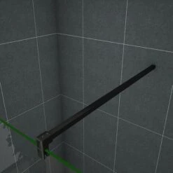 Mamparas De Ducha Pantalla Panel Fijo Perfil Negro Mate Cristal Antical 8mm Barra 140cm - 130x200cm -Hogar Baño Tienda 18931075 3