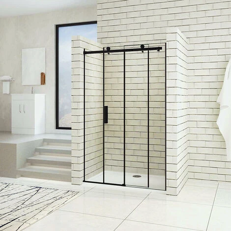 Mamparas De Ducha Corredera AICA 100x200cm PERFIL NEGRO MATE Vidrio Templado 8 MM Antical 4 Mamparas De Ducha Corredera AICA 100x200cm PERFIL NEGRO MATE Vidrio Templado 8 MM Antical - Imagen 2