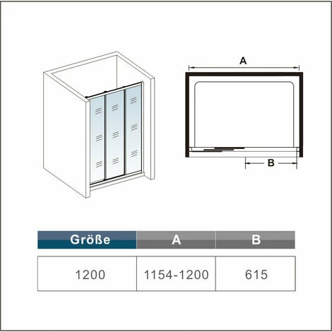 Mampara De Ducha, Frontal Deslizante, 3 Hojas Correderas, Cristal Templado De 6 MM, 120x195cm, Tratamiento Antical 7 Mampara De Ducha, Frontal Deslizante, 3 Hojas Correderas, Cristal Templado De 6 MM, 120x195cm, Tratamiento Antical - Imagen 5