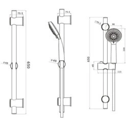 Kit De Ducha De Mano Con 3 Posiciones Hidromasaje ARA Con Barra Ducha Y Flexo De Acero Inoxidable. Ducha Y Soportes En ABS Y Barra De Acero Inox. Con Acabados En Cromo Brillo. Recambios Originales -Hogar Baño Tienda 1972925 5