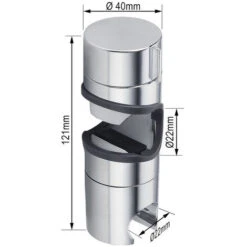Pack De 2 Soportes Deslizantes Universales De Ducha De Mano. Para Columnas Redondas De 19 A 25 Mm De Diámetro. Fabricado En ABS De Alta Densidad Y Acabados En Cromo Brillo -Hogar Baño Tienda 1973000 5