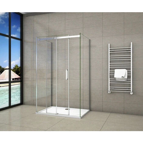 Mampara De Ducha, Dos Paneles Laterales, Mampara De 8 Mm Easy Clean Cristal Templado 100x70x70x195cm 4 Mampara De Ducha, Dos Paneles Laterales, Mampara De 8 Mm Easy Clean Cristal Templado 100x70x70x195cm - Imagen 2