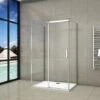 Mampara De Ducha, Dos Paneles Laterales, Mampara De 8 Mm Easy Clean Cristal Templado 145x70x70x195cm
