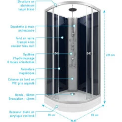 CABINA DUCHA 1/4 CIRCULO 85X85X225CM- NIGTHY -Hogar Baño Tienda 21926098 4