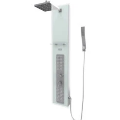 COLUMNA DUCHA HIDROMASAJE - 22X125CM - CRISTAL TEMPLADO CON PLACA DE ACERO INOX - ALPHA WHITE -Hogar Baño Tienda 21926197 3