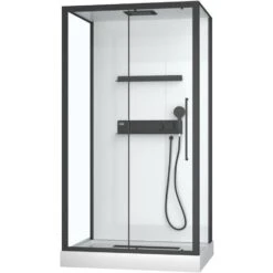 CABINA DUCHA RECTANGULAR 90X115X215 EXTRA BLANCO PERFIL LACADO NEGRO MATE - GOSTH RECTANGULAR -Hogar Baño Tienda 21926507 3