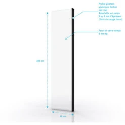 Hoja Abatible 40X200CM - Perfil Negro Mate - Cristal Transparente 8MM - FREEDOM 2 DARK -Hogar Baño Tienda 21926640 4