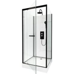CABINA DUCHA CUADRADA 70X70X230CM EXTRA BLANCO PERFILERIA NEGRO MATE - LUNAR SQUARE 70 -Hogar Baño Tienda 21926832 3