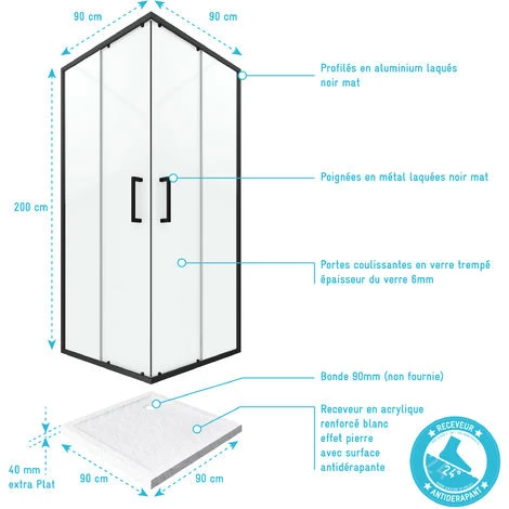 PAK MAMPARA ANGULAR + PLATO DUCHA - 90X90 APERTURA ANGULAR CRUSH MOON ANGULO 90X90 6 PAK MAMPARA ANGULAR + PLATO DUCHA - 90X90 APERTURA ANGULAR CRUSH MOON ANGULO 90X90 - Imagen 4