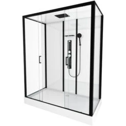 CABINA DUCHA RECTANGULAR 160X85X215CM- BLANCO CON PERFIL NEGRO MATE - FACTORY XXL