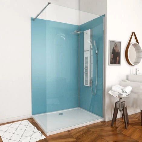 Paneles Pared Azul - Aluminio 120+90X120 C/ Perfiles Cromados + Plato Ducha 90X120CM - WHITENESS 2 3 Paneles Pared Azul - Aluminio 120+90X120 C/ Perfiles Cromados + Plato Ducha 90X120CM - WHITENESS 2